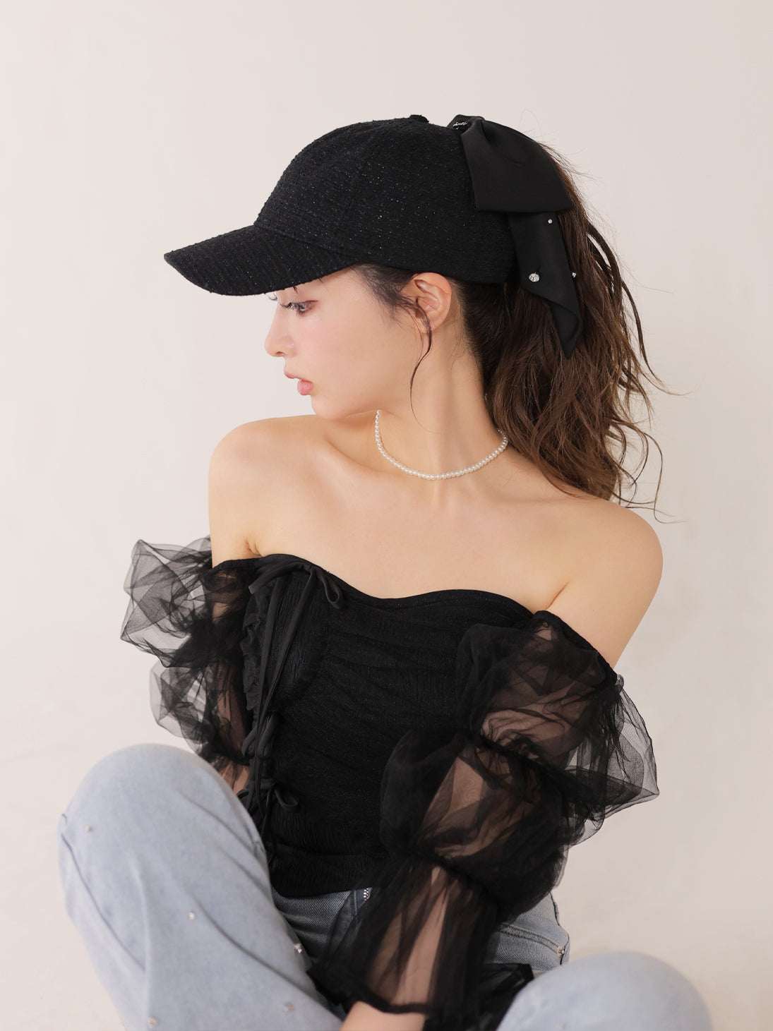 M me eme 3wayリボンキャップ 3way ribbon tweed cap(eme10578) – M me eme