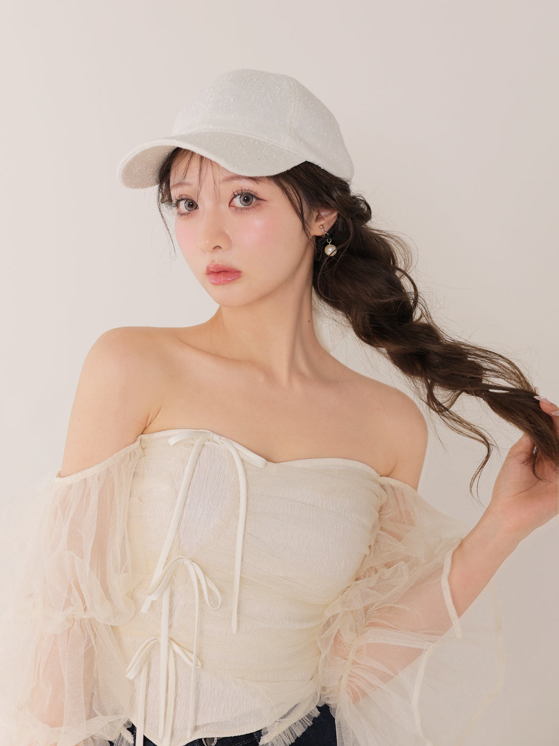 3way ribbon tweed cap(eme10578) – M me eme