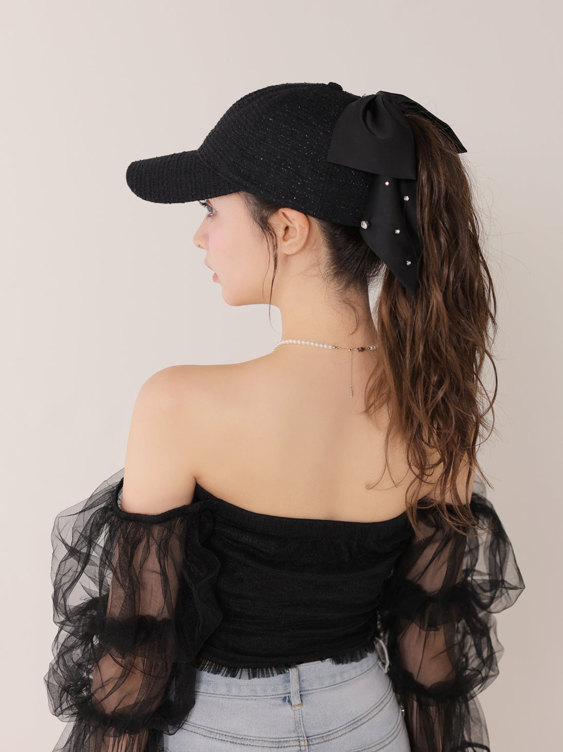3way ribbon tweed cap(eme10578) – M me eme