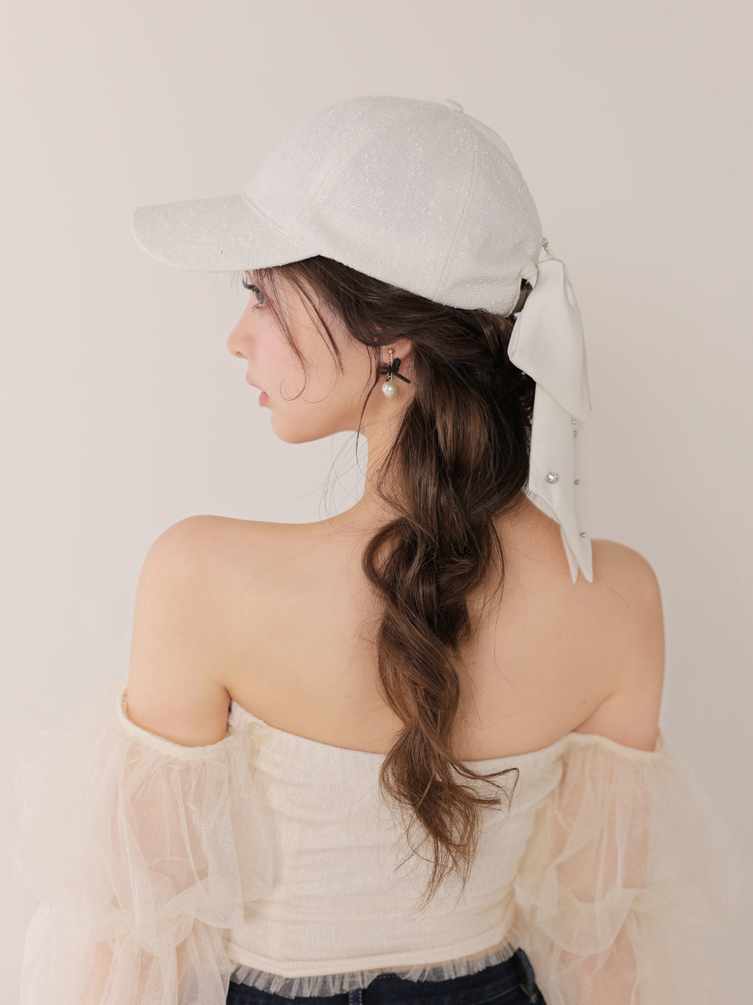 3way ribbon tweed cap(eme10578) – M me eme