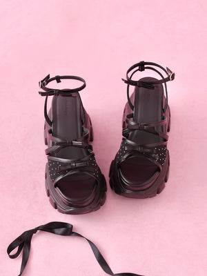 Sheer dot mini ribbon sports sandal(eme10580)