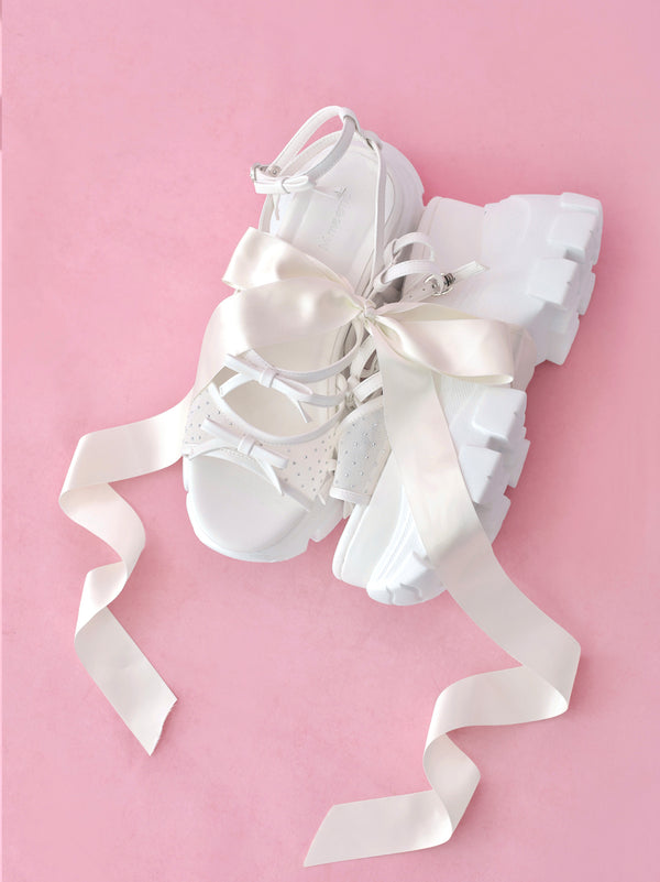 Sheer dot mini ribbon sports sandal(eme10580)