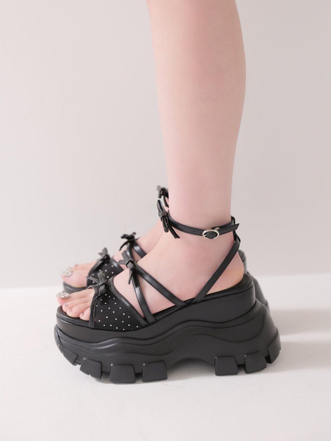 Sheer dot mini ribbon sports sandal(eme10580) – M me eme
