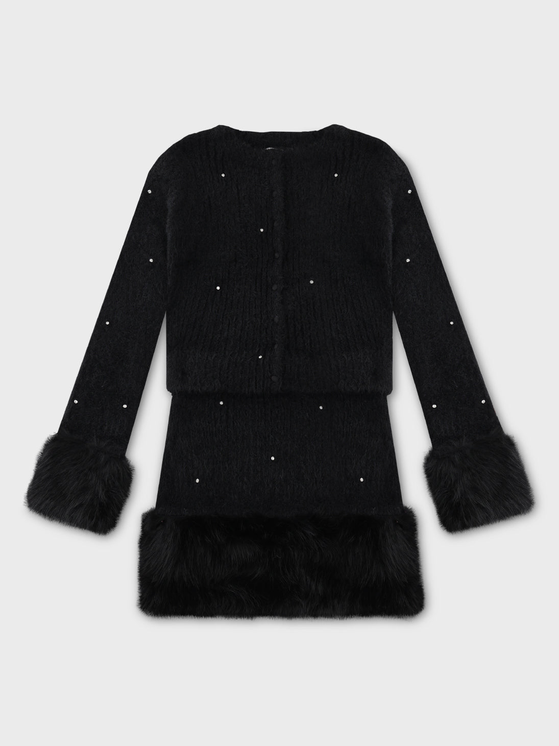【Pre Order】Bijou fur knit onepiece(eme10603)