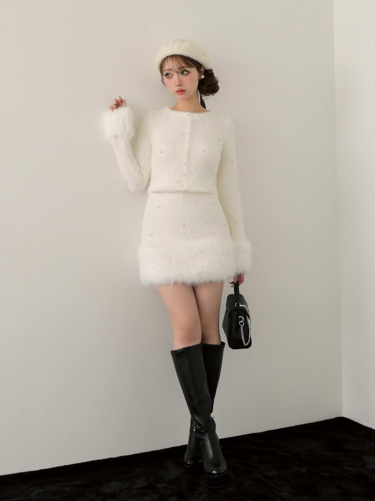 Bijou fur knit onepiece(eme10603)