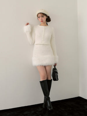 Bijou fur knit onepiece(eme10603)