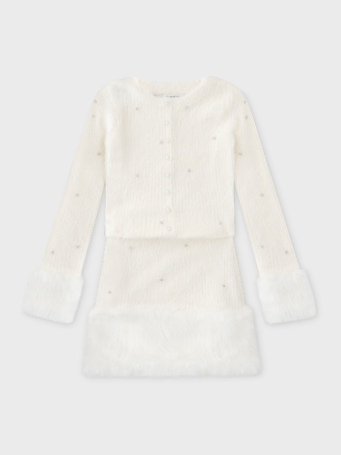 【Pre Order】Bijou fur knit onepiece(eme10603)