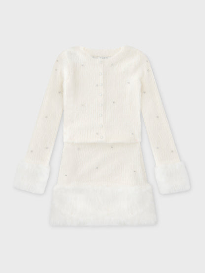 【Pre Order】Bijou fur knit onepiece(eme10603)