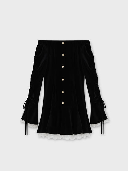 【Pre Order】Classical velvet mini onepiece(eme10610)