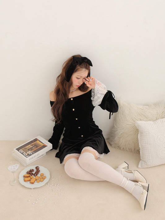 【Pre Order】Classical velvet mini onepiece(eme10610)