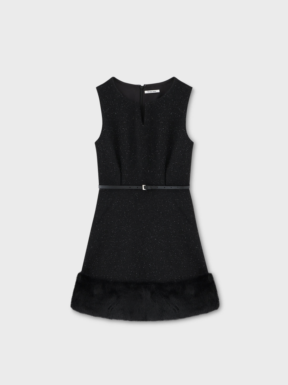 Lame tweed fur mini onepiece(eme10611)