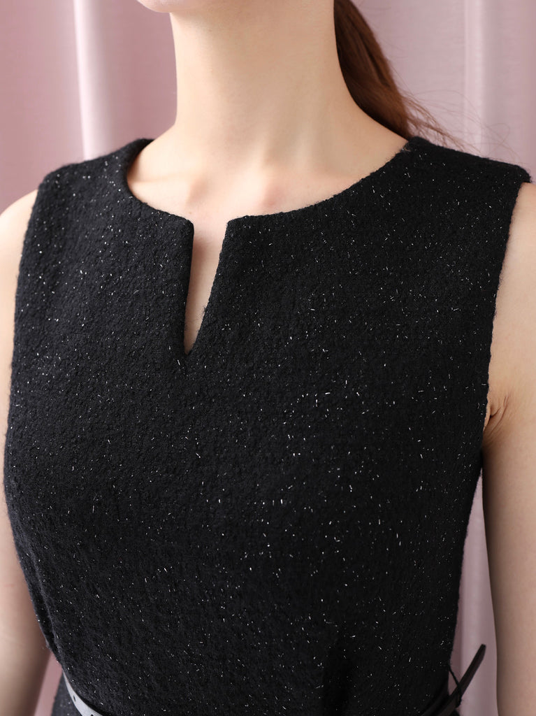 Lame tweed fur mini onepiece(eme10611)