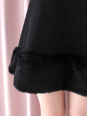 Lame tweed fur mini onepiece(eme10611)