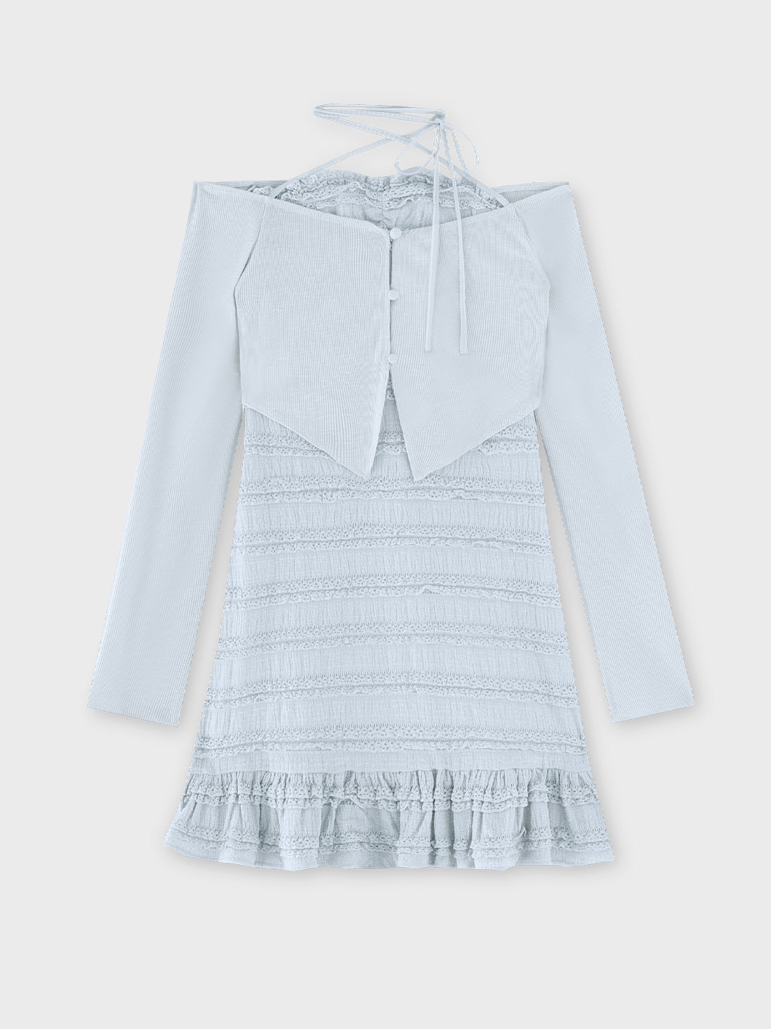 【Pre Order】Rib layered frill ensemble onepiece(eme10613)