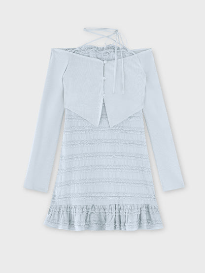 【Pre Order】Rib layered frill ensemble onepiece(eme10613)