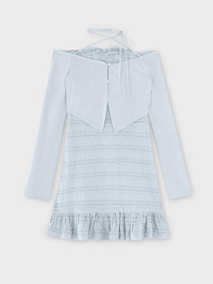 【Pre Order】Rib layered frill ensemble onepiece(eme10613)