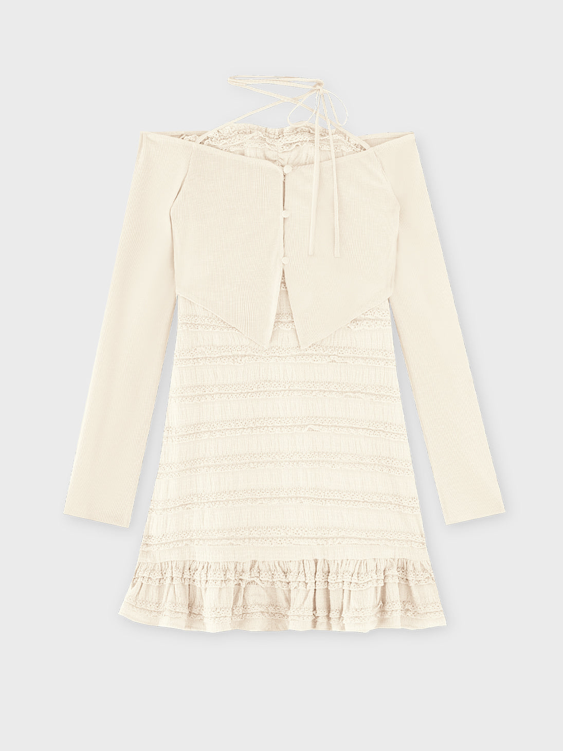 【Pre Order】Rib layered frill ensemble onepiece(eme10613)