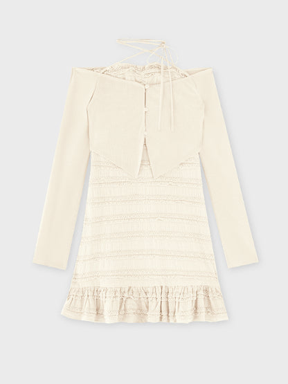 【Pre Order】Rib layered frill ensemble onepiece(eme10613)