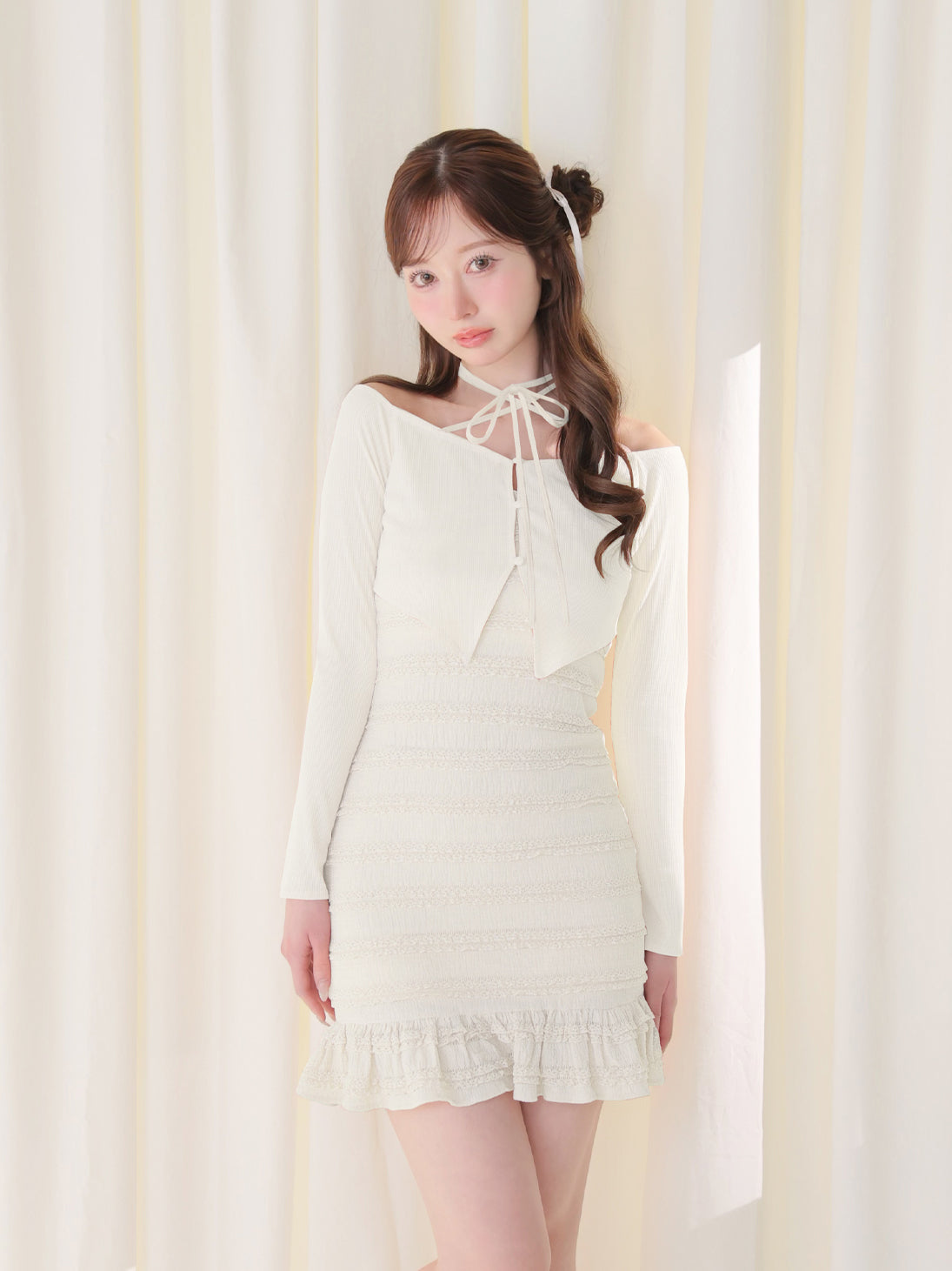 新品未使用！M me eme リブレイヤードフリルアンサンブルワンピース eme10613 – M me eme