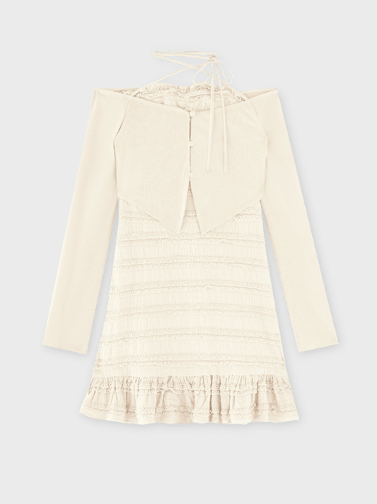 【Pre Order】Rib layered frill ensemble onepiece(eme10613)