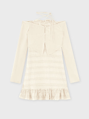 【Pre Order】Rib layered frill ensemble onepiece(eme10613)