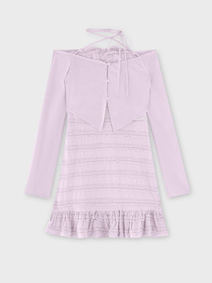 【Pre Order】Rib layered frill ensemble onepiece(eme10613)