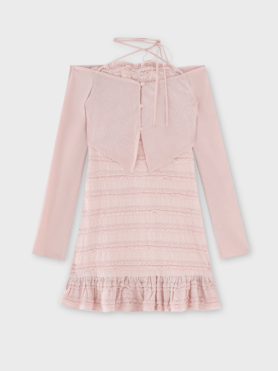 【Pre Order】Rib layered frill ensemble onepiece(eme10613)