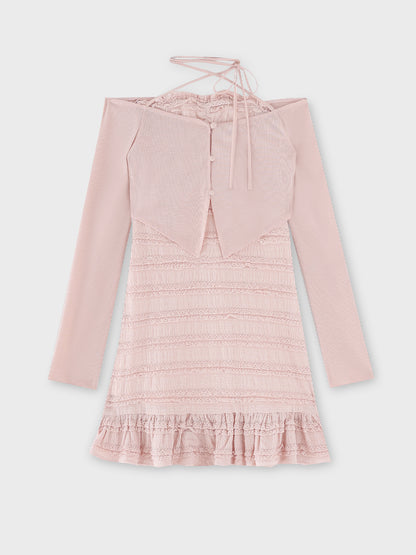 【Pre Order】Rib layered frill ensemble onepiece(eme10613)