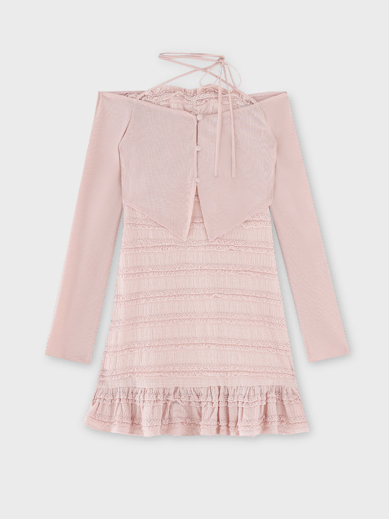 【Pre Order】Rib layered frill ensemble onepiece(eme10613)