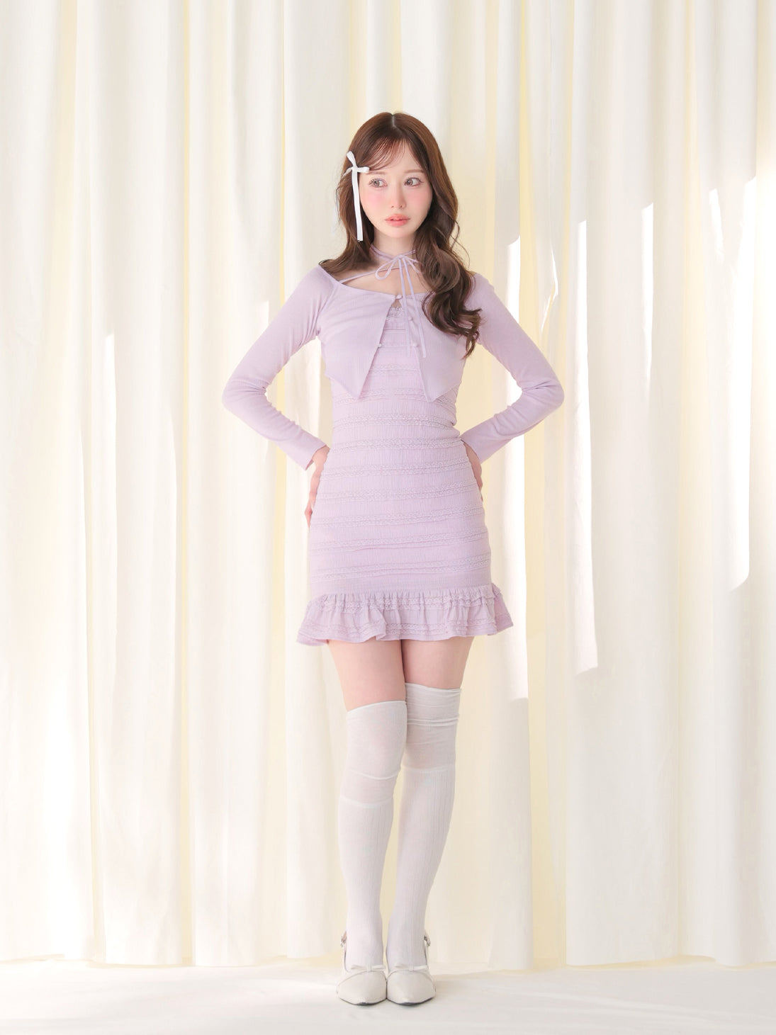 model：162cm　(size：F　color：Lavender)