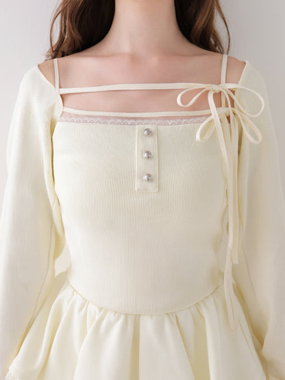 Strap ribbon cami ensemble tops(eme10619)