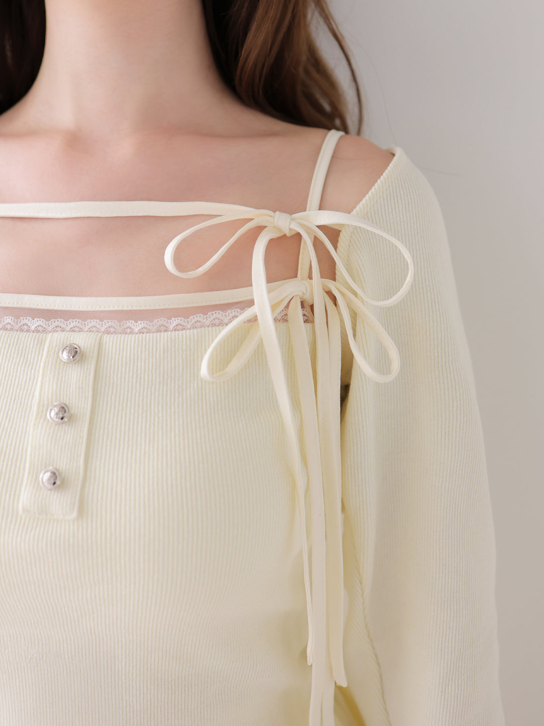 Strap ribbon cami ensemble tops(eme10619)