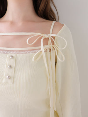 Strap ribbon cami ensemble tops(eme10619)