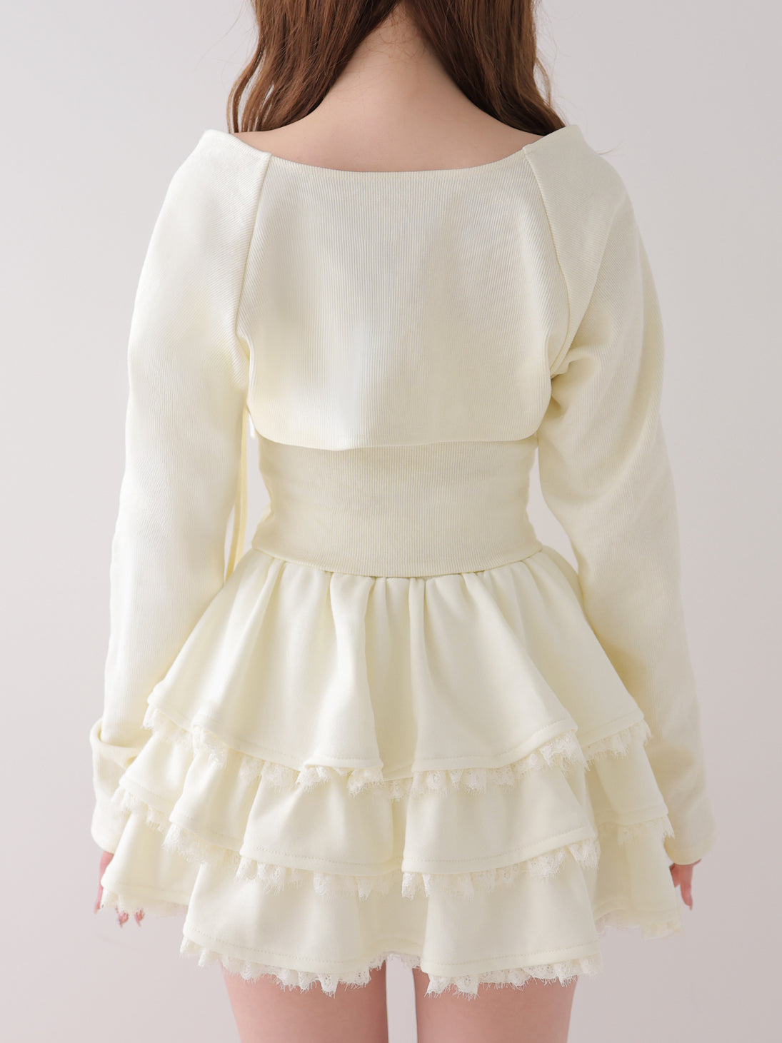 Lace line frill tiered mini skirt(eme10620)