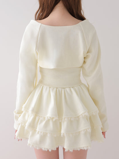 Lace line frill tiered mini skirt(eme10620)