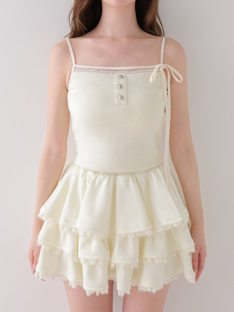 Strap ribbon cami ensemble tops(eme10619)