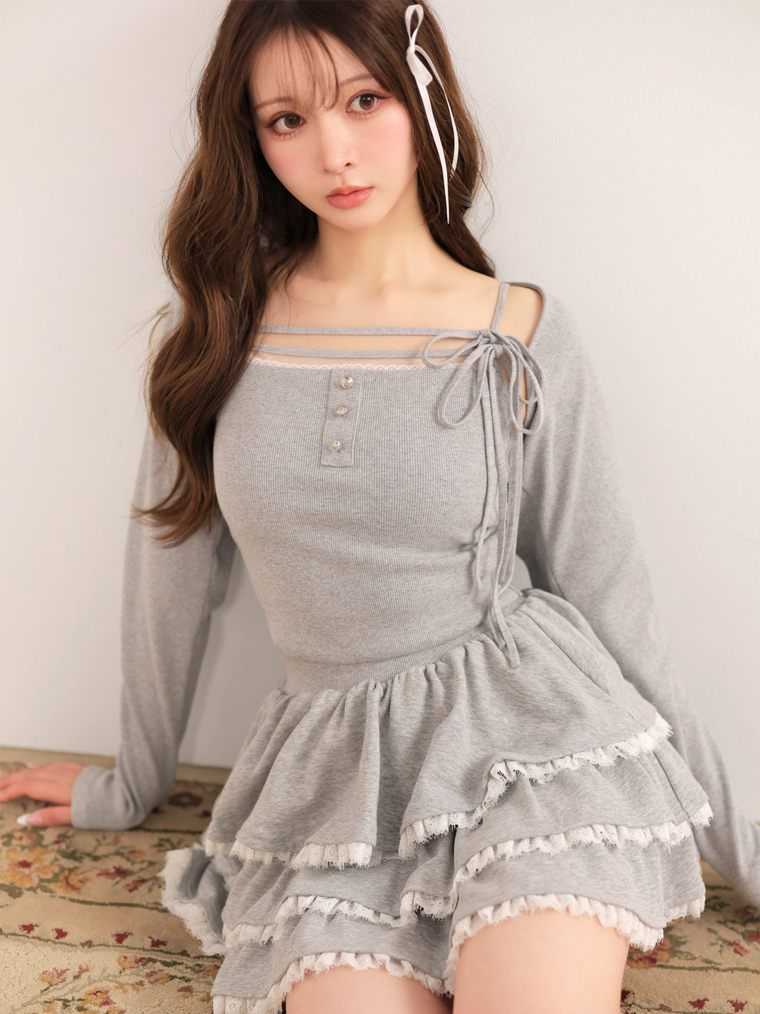 model：160cm　(size：F　color：Gray)