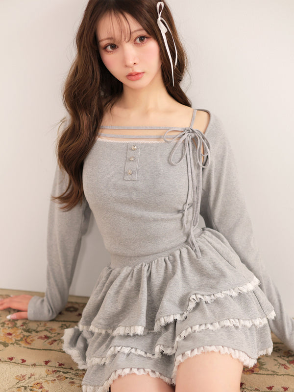 Strap ribbon cami ensemble tops(eme10619)