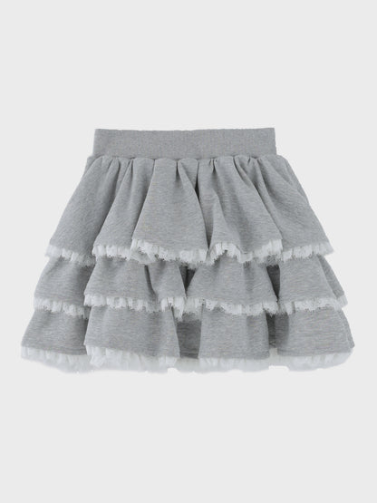 Lace line frill tiered mini skirt(eme10620)