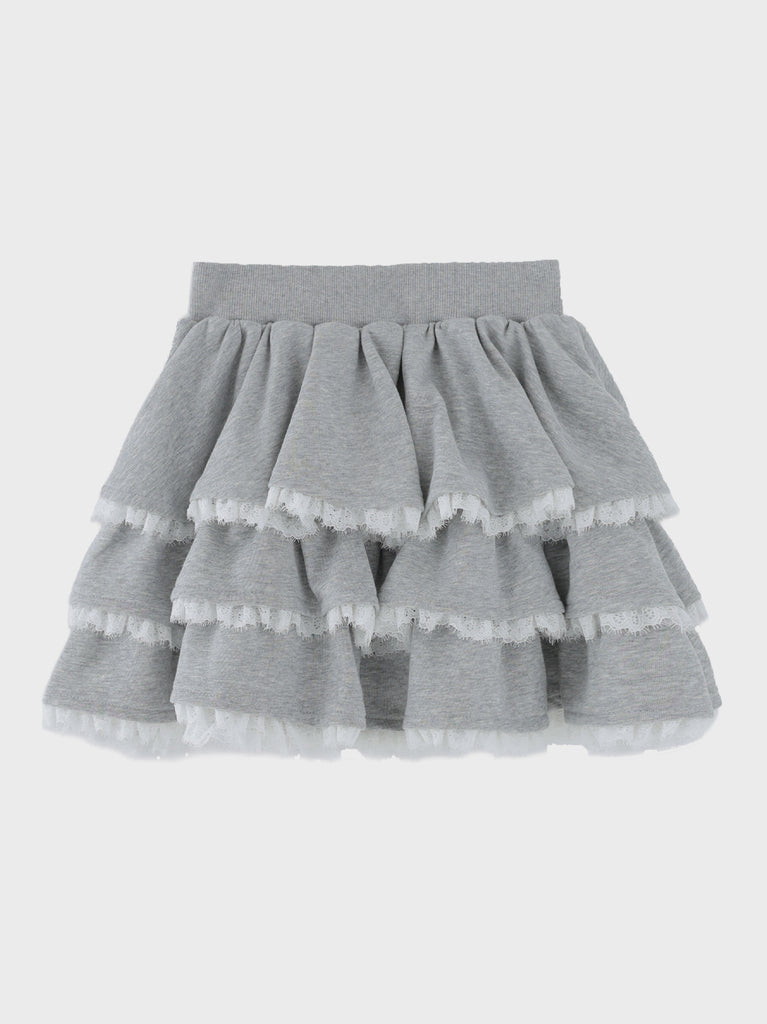Lace line frill tiered mini skirt(eme10620)