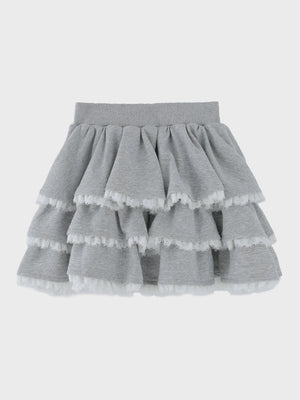 Lace line frill tiered mini skirt(eme10620)