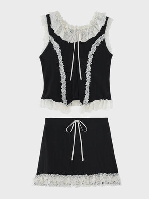 Lace line knit ribbon setup(eme10621)