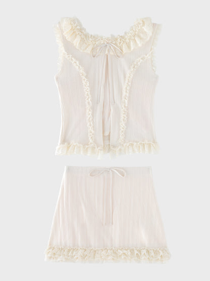 Lace line knit ribbon setup(eme10621)