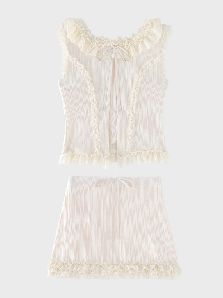 Lace line knit ribbon setup(eme10621)