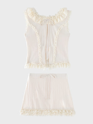 Lace line knit ribbon setup(eme10621)