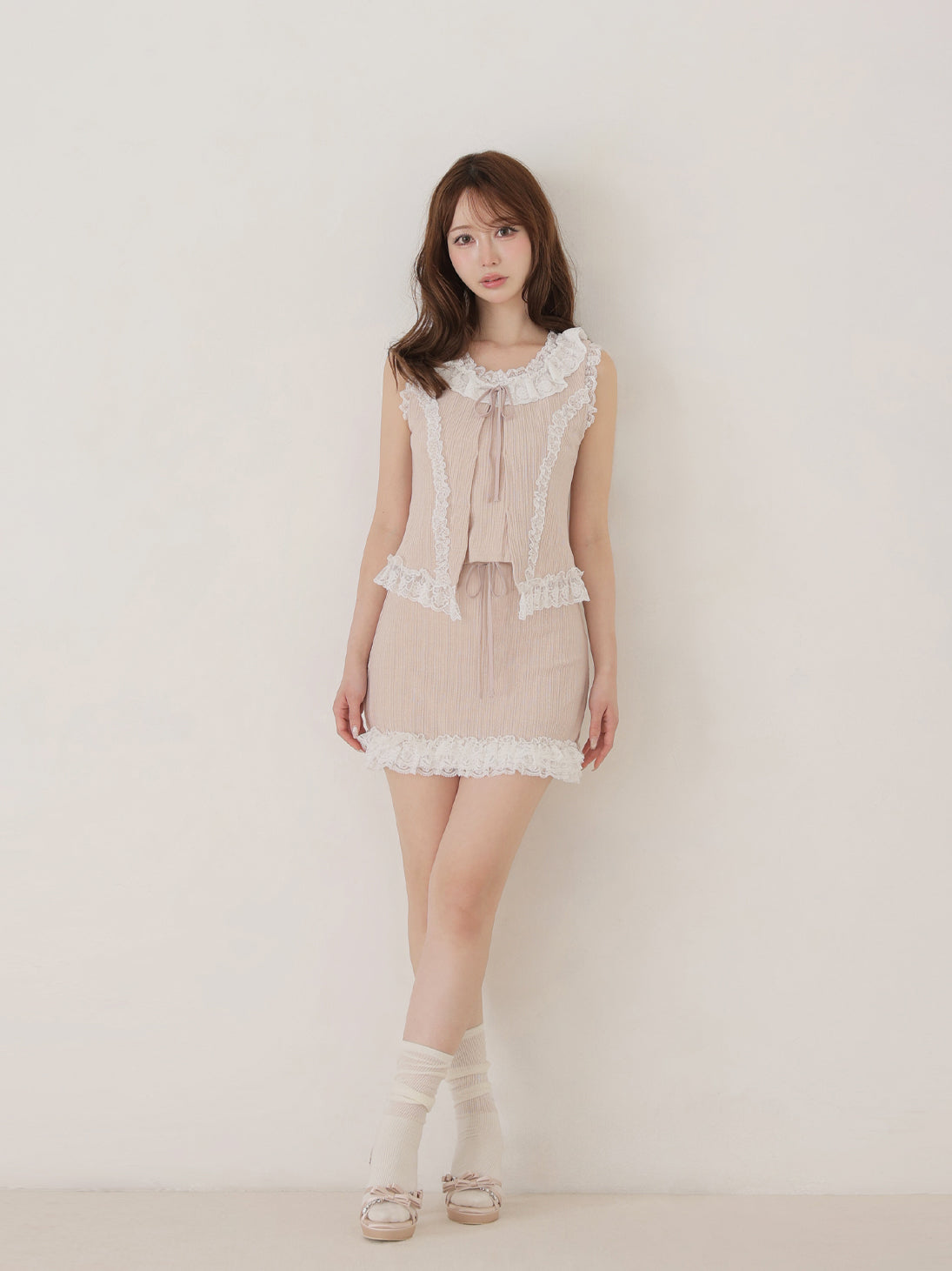 Lace line knit ribbon setup(eme10621) – M me eme