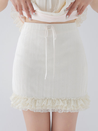 Lace line knit ribbon setup(eme10621)