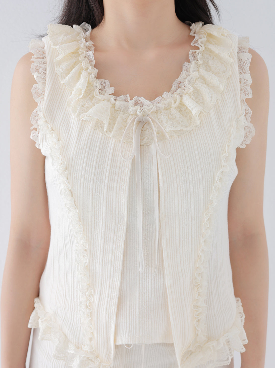 Lace line knit ribbon setup(eme10621) – M me eme