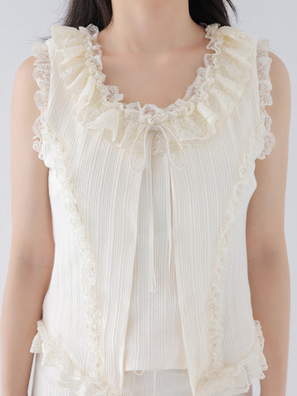 Lace line knit ribbon setup(eme10621)