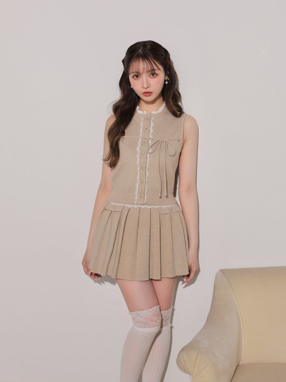 model：160cm　(size：F　color：Beige)